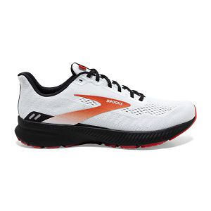 Brooks Launch 8 Road Running Shoes - Mens, White/Black/Orange | IE-OGH097382